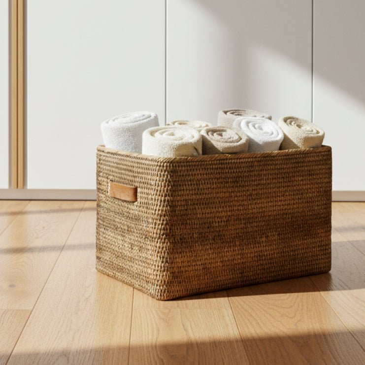 13_43fafb92-24a5-4005-a9b6-0599451186e4.jpg Large Weave baseket with leather handle - Image 2