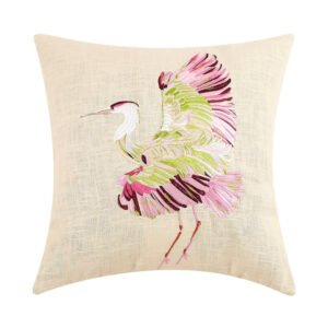 Appalachian Charm Embroidered Pillow | Pink Crane