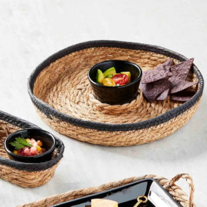 Black & Tan Chip Basket & Dip Cup Set