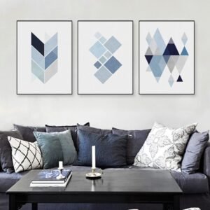 Abstract Blue Geometric Shape Art Vintage Print Poster Minimalist Hipster Wall Art Picture Nordic Home Decor Painting No Frame